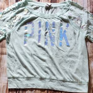 Pink Victoria Secret sequin long sleeve top